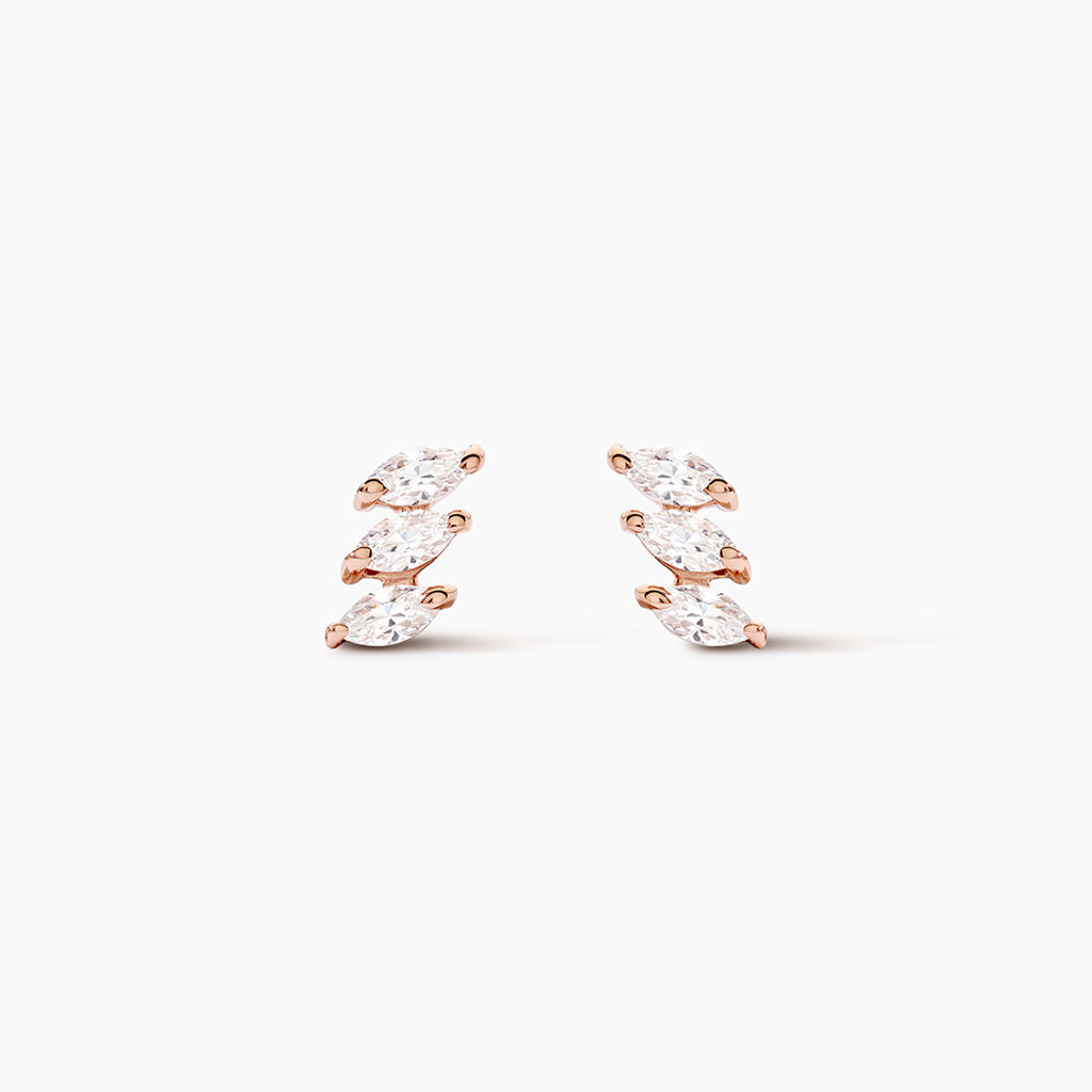 Boucles D'oreilles Puces Edma Or Rose Oxyde De Zirconium - Puces Femme | Marc Orian