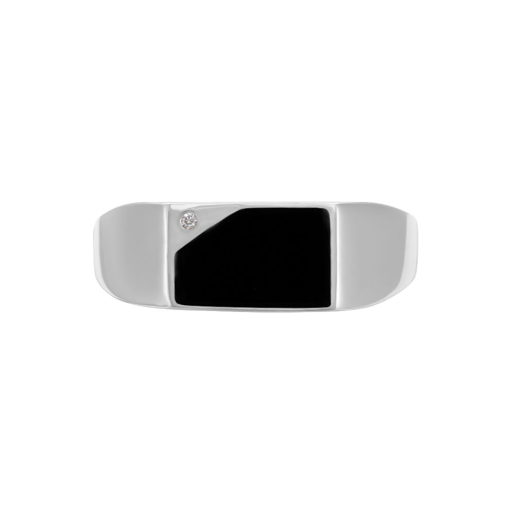 Chevalière Argent Blanc Python Email Et Oxyde De Zirconium - Chevalières Homme | Marc Orian