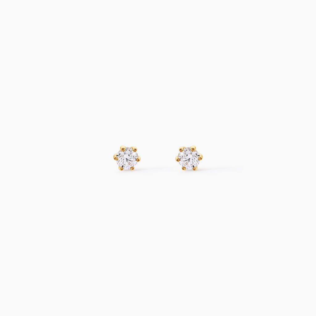 Boucles D'Oreilles Puces Eddie Argent Dor&eacute; A L'Or 750/1000 Oxyde De Zirconium - Puces Femme | Marc Orian