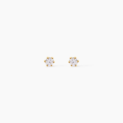 Boucles D'Oreilles Puces Eddie Argent Dor&eacute; A L'Or 750/1000 Oxyde De Zirconium - Puces Femme | Marc Orian
