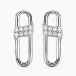 Boucles D'oreilles Puces Olimpia Argent Blanc Diamant Synth&eacute;tique - Puces Femme | Marc Orian