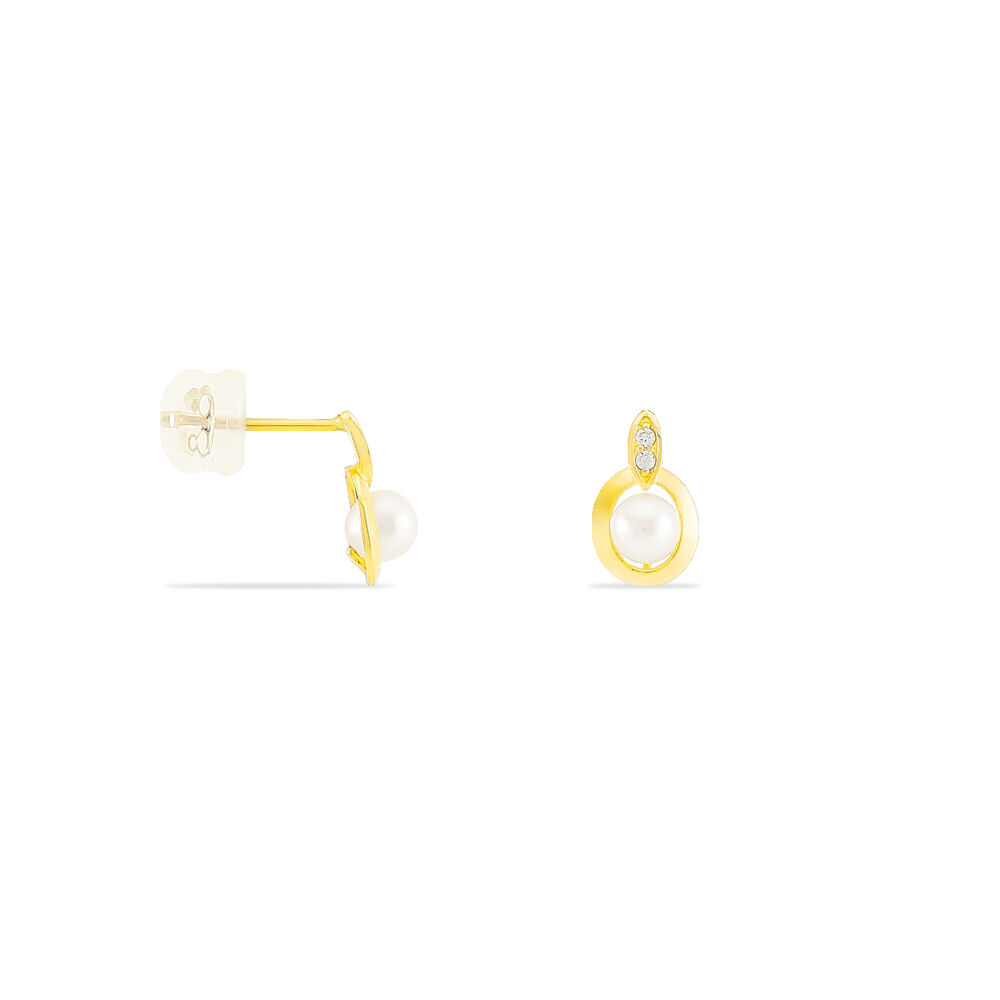 Boucles D'oreilles Puces Tahyssae Or Jaune Perle De Culture Et Oxyde - Puces Femme | Marc Orian