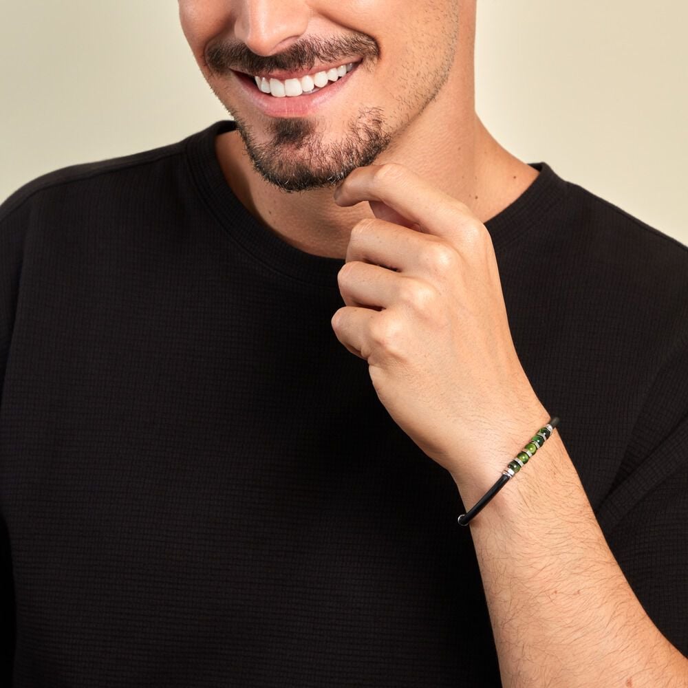 Bracelet Jourdan Caoutchouc Noir - Bracelets chaînes Homme | Marc Orian