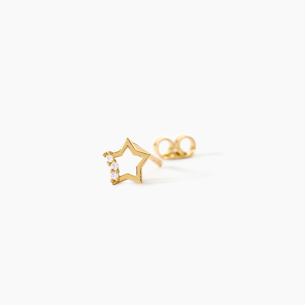 Boucles D'Oreilles Puces Camomille Argent Dor&eacute; A L'Or 750/1000 Oxyde De Zirconium - Puces Enfant | Marc Orian