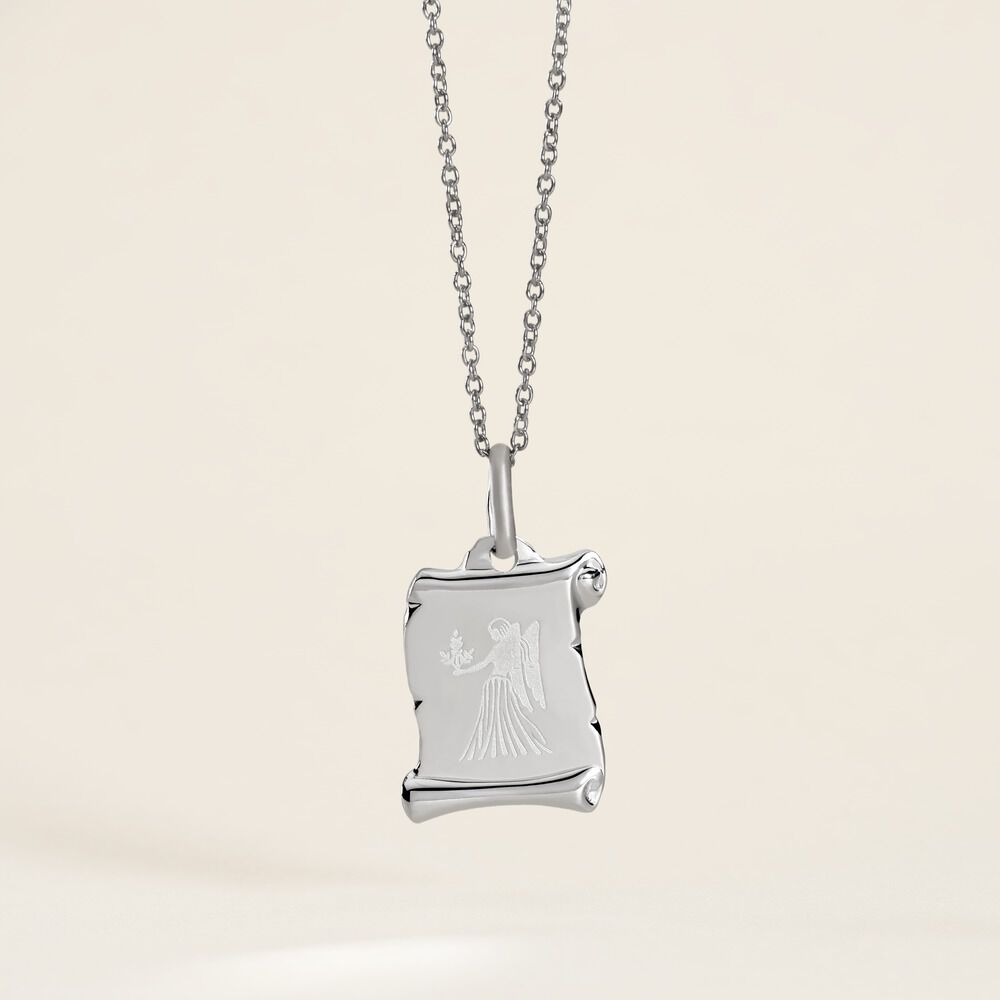 Pendentif Zodiaque Parchemin Argent Blanc - Bijoux personnalis&eacute;s Famille | Marc Orian