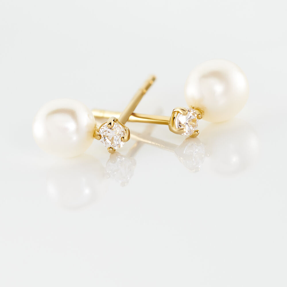 Boucles D'oreilles Puces Eolande Or Jaune Perle De Culture - Puces Femme | Marc Orian