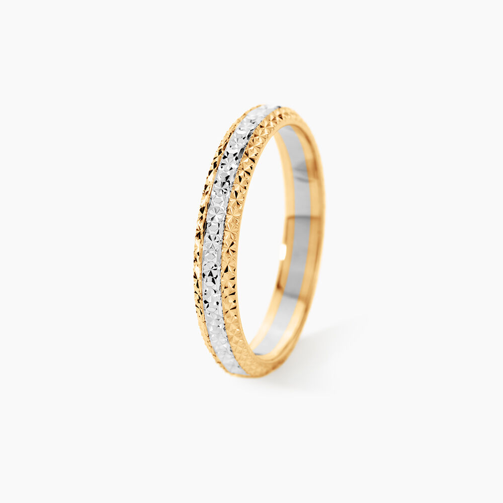 Alliance Multi Facettes Diamantee Demi Jonc Classique Or Bicolore - Alliances duo Unisex | Marc Orian