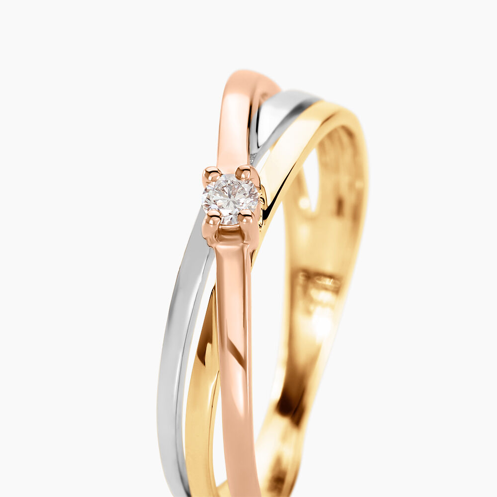 Bague Solitaire Gisla Or Tricolore Diamant - Solitaires Femme | Marc Orian