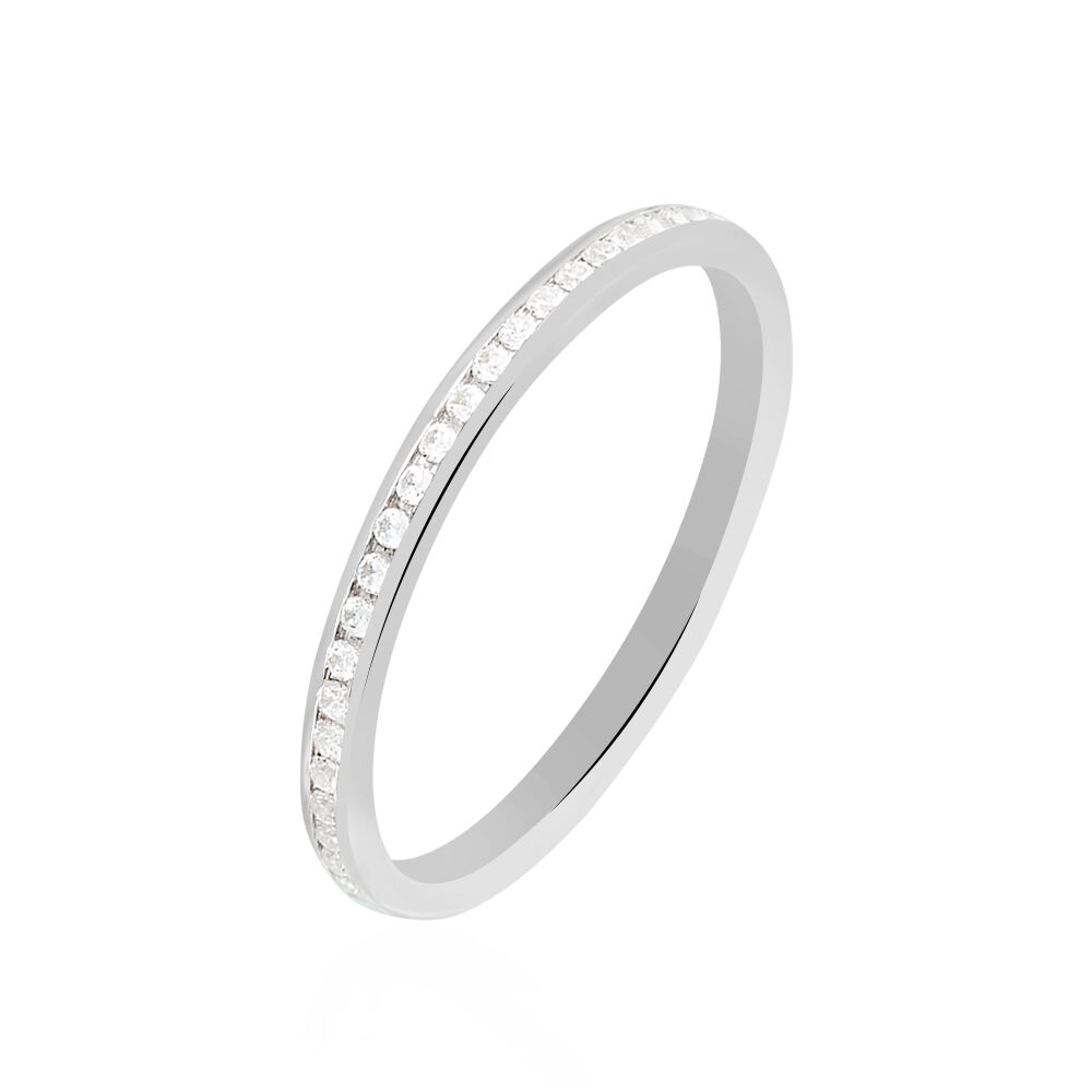 Alliance Laurie Tour Complet Or Blanc Diamant - Alliances avec pierres Femme | Marc Orian