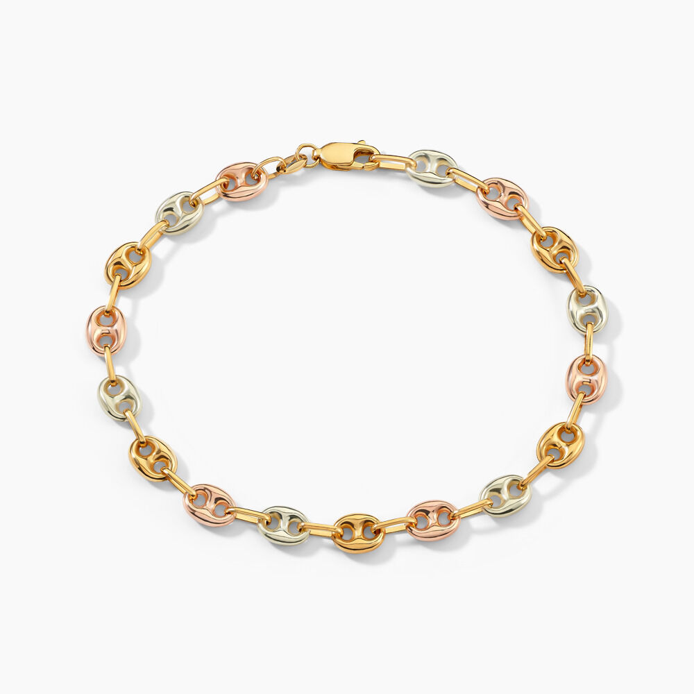 Bracelet Dami Maille Grain De Caf&eacute; Or Tricolore - Bracelets mailles Homme | Marc Orian