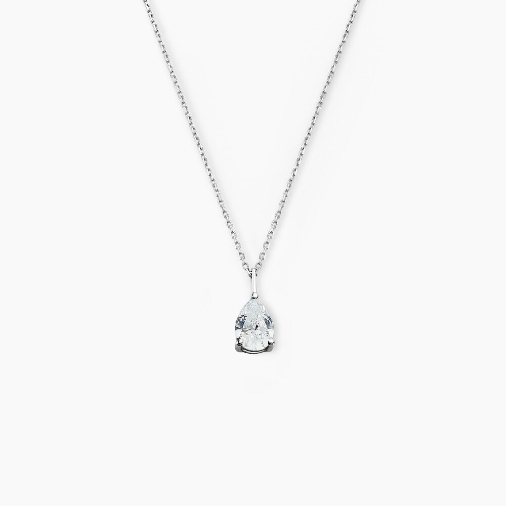 Collier Goutte Or Blanc Oxyde De Zirconium - Colliers avec pierres Femme | Marc Orian