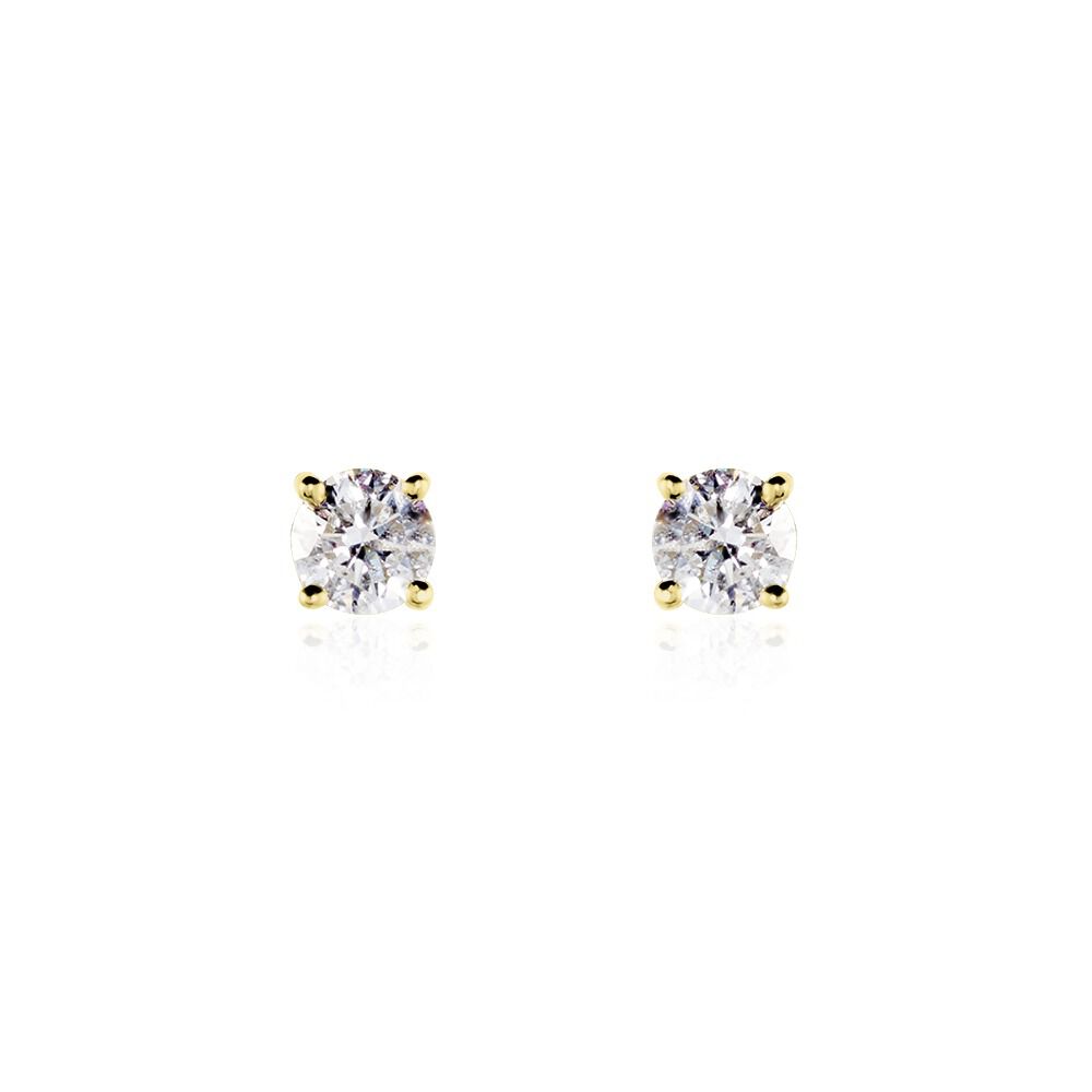 Boucles D'oreilles Puces Aphrodite Or Jaune Diamant - Puces Famille | Marc Orian