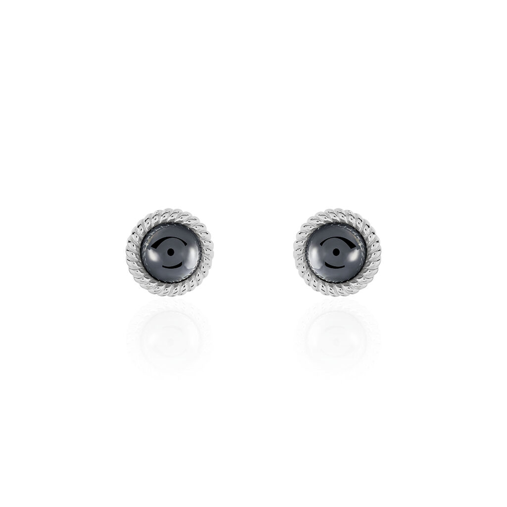 Boucles D'oreilles Puces Adelyne Argent Blanc Céramique - Puces Femme | Marc Orian