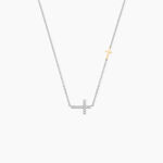 Collier Edline Or Jaune et Argent Blanc Oxyde De Zirconium - Colliers avec pierres Femme | Marc Orian