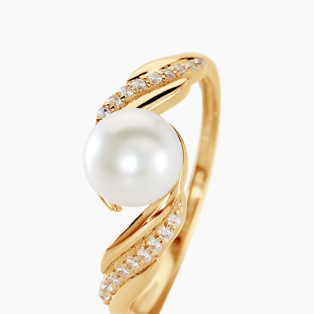 Bague Antoinette Or Jaune Perle De Culture Et Oxyde De Zirconium - Bagues de promesse Femme | Marc Orian