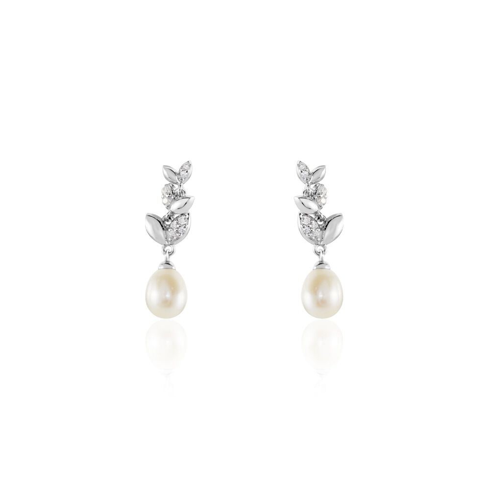 Boucles D'oreilles Pendantes Giambattista Argent Blanc Perle Et Oxyde - Pendantes Femme | Marc Orian