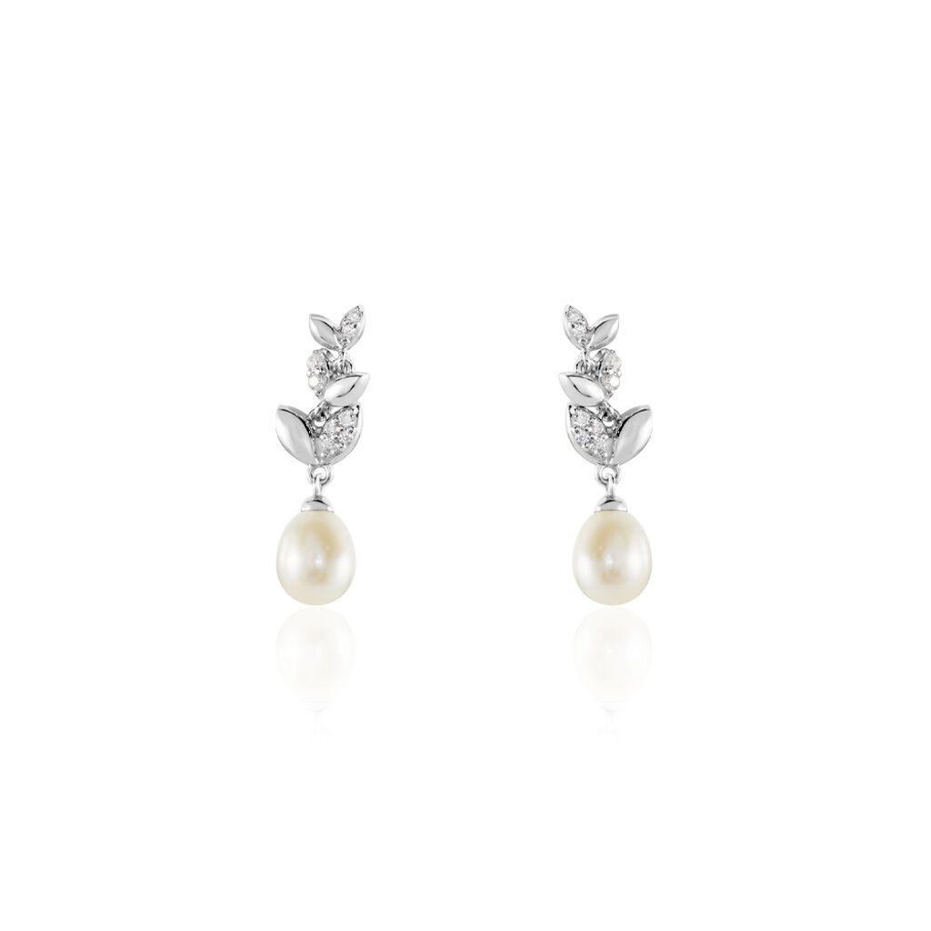Boucles D'oreilles Pendantes Giambattista Argent Blanc Perle Et Oxyde - Pendantes Femme | Marc Orian