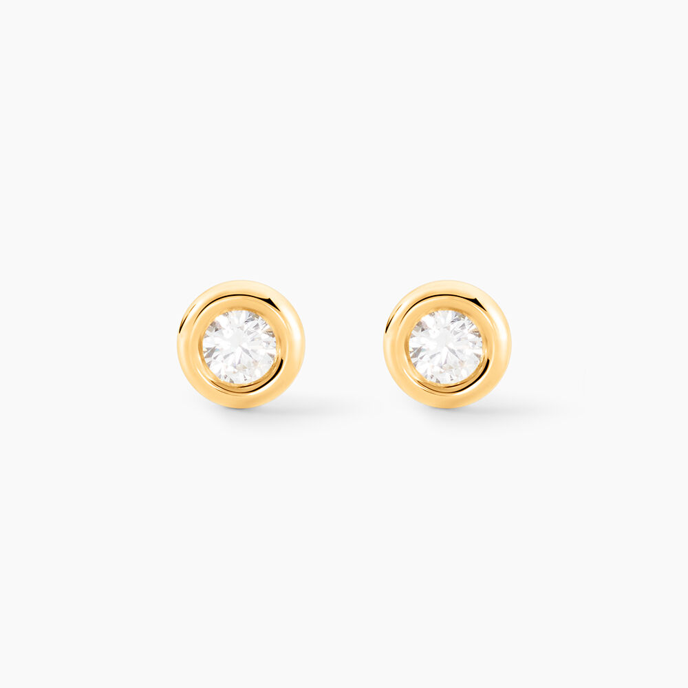 Boucles D'oreilles Puces Eden Serti Pneu Or Jaune Oxyde De Zirconium - Puces Femme | Marc Orian