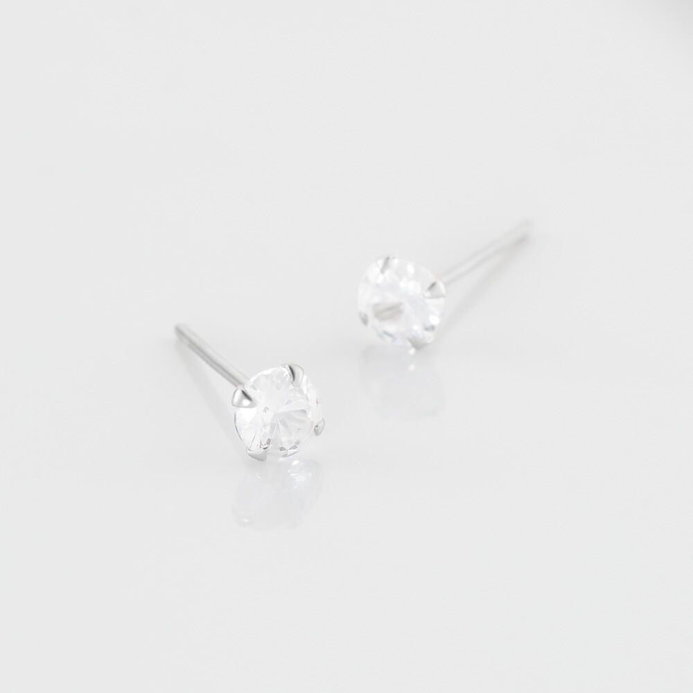 Boucles D'oreilles Puces Laena Argent Blanc Oxyde De Zirconium - Puces Femme | Marc Orian