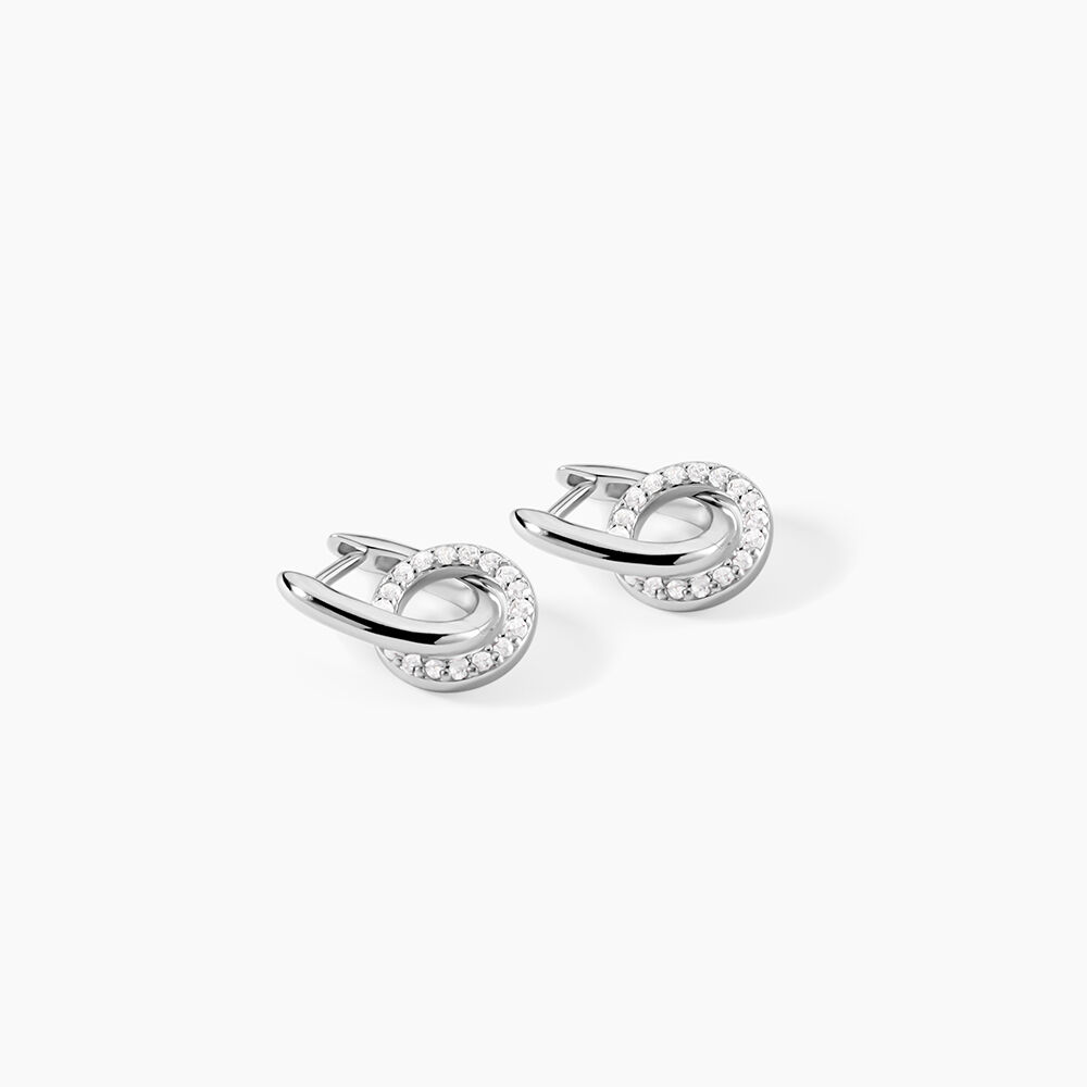 Cr&eacute;oles Riva Argent Blanc Oxyde De Zirconium - Cr&eacute;oles Femme | Marc Orian