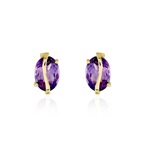 Boucles D'oreilles Puces Or Jaune Prudencia Améthystes - Clous d'oreilles Femme | Marc Orian