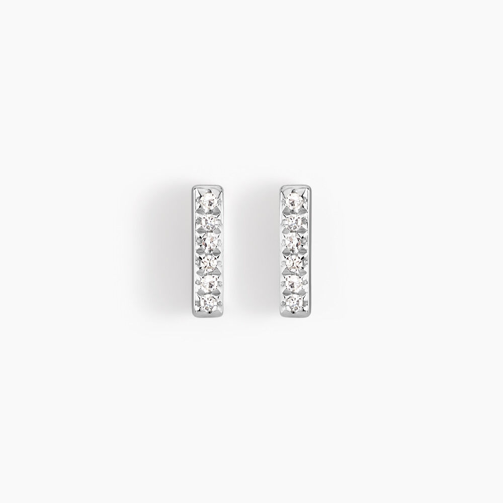 Boucles D'oreilles Puces Aprhodisia Or Blanc Diamant Blanc -  Femme | Marc Orian