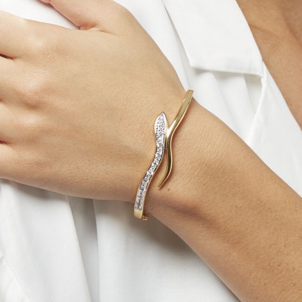 Bracelet Jonc Reyyanae Plaqué Or Jaune Oxyde De Zirconium - Bracelets joncs Femme | Marc Orian