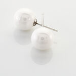 Boucles D'oreilles Puces Orbe Argent Blanc C&eacute;ramique - Puces Femme | Marc Orian