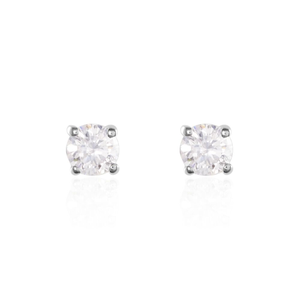 Boucles D'oreilles Puces Or Blanc Victoria Diamants - Puces Femme | Marc Orian