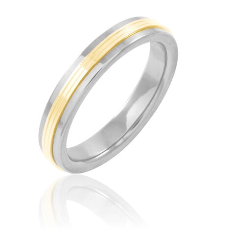Alliance 1 Anneau Raye Ruban Plat Or Bicolore - Alliances duo Unisex | Marc Orian