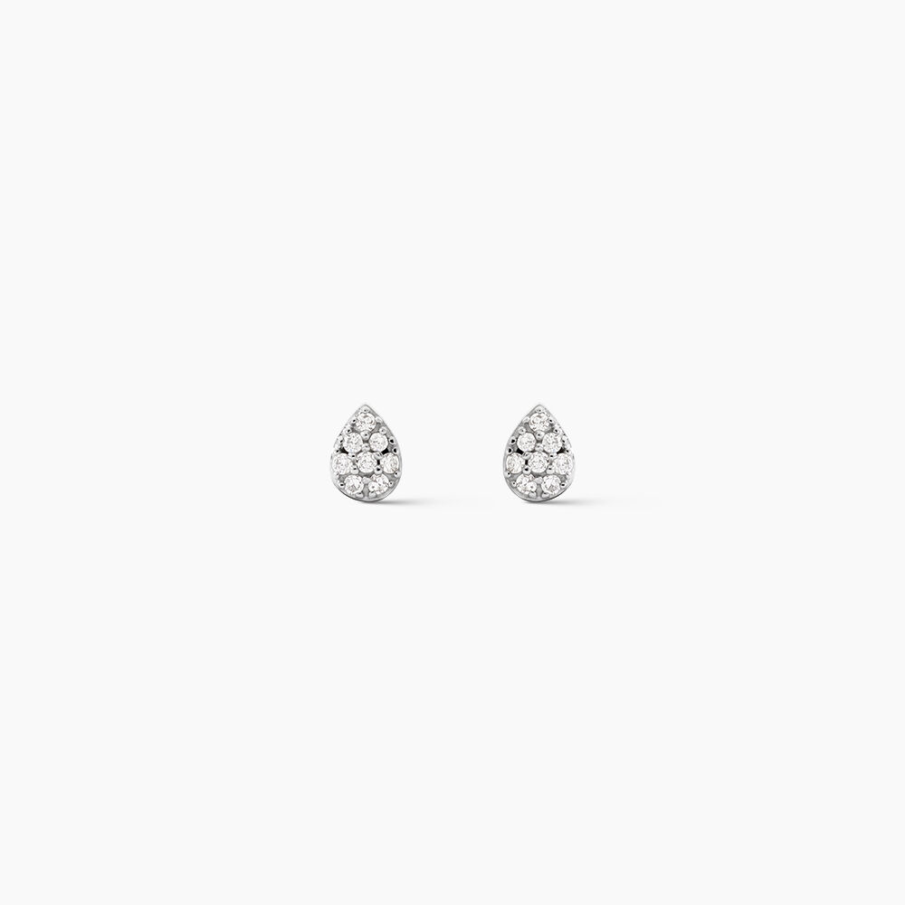 Boucles D'oreilles Puces Nevena Or Blanc Diamant - Puces Femme | Marc Orian