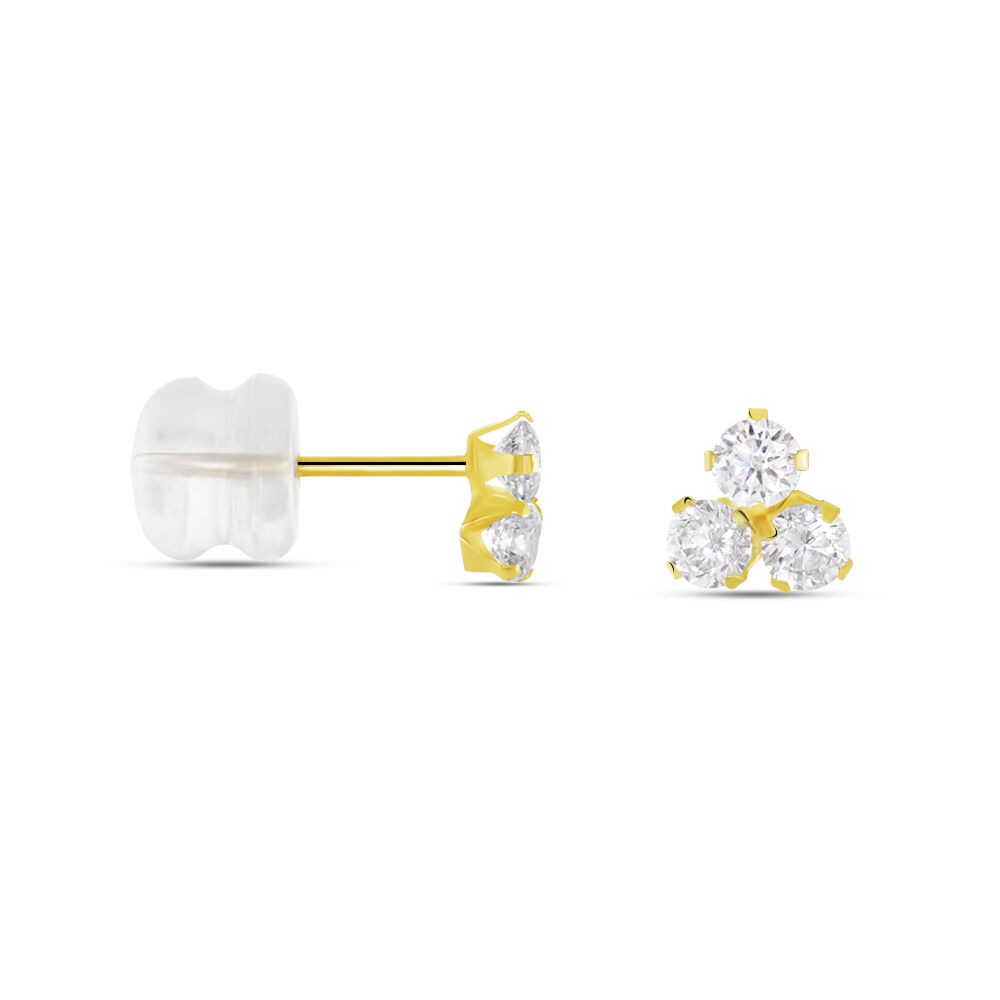 Boucles D'oreilles Puces Or Jaune Oxydes De Zirconium - Puces Femme | Marc Orian