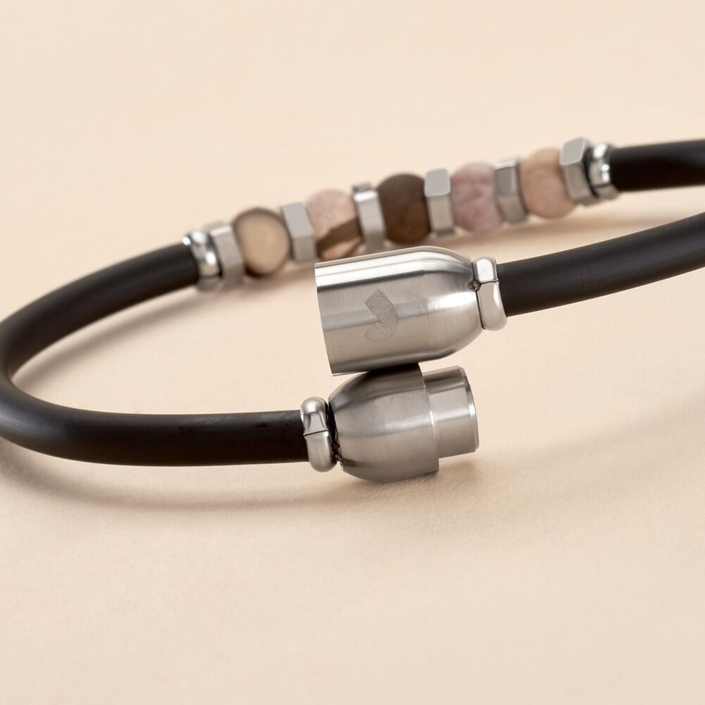 Bracelet Jourdan Caoutchouc Noir Agate - Bracelets chaînes Homme | Marc Orian