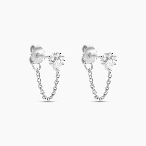 Boucles D'oreilles Puces Nimah Argent Blanc Oxyde De Zirconium - Puces Femme | Marc Orian
