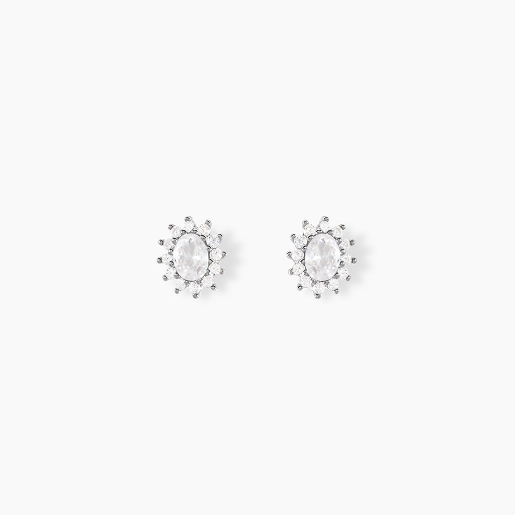 Boucles D'oreilles Puces Oliviane Argent Blanc Oxyde De Zirconium - Puces Femme | Marc Orian
