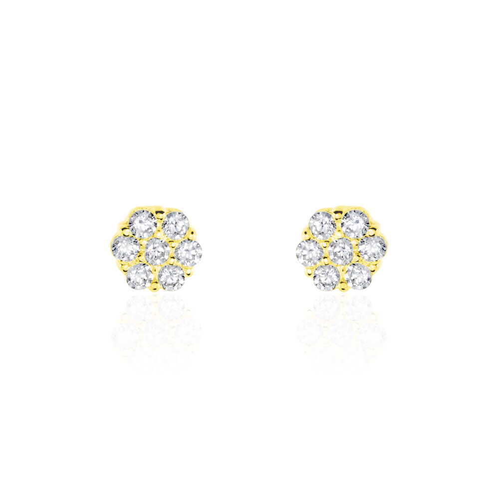 Boucles D'oreilles Puces Eleanor Fleur Or Jaune Oxyde De Zirconium - Puces Femme | Marc Orian