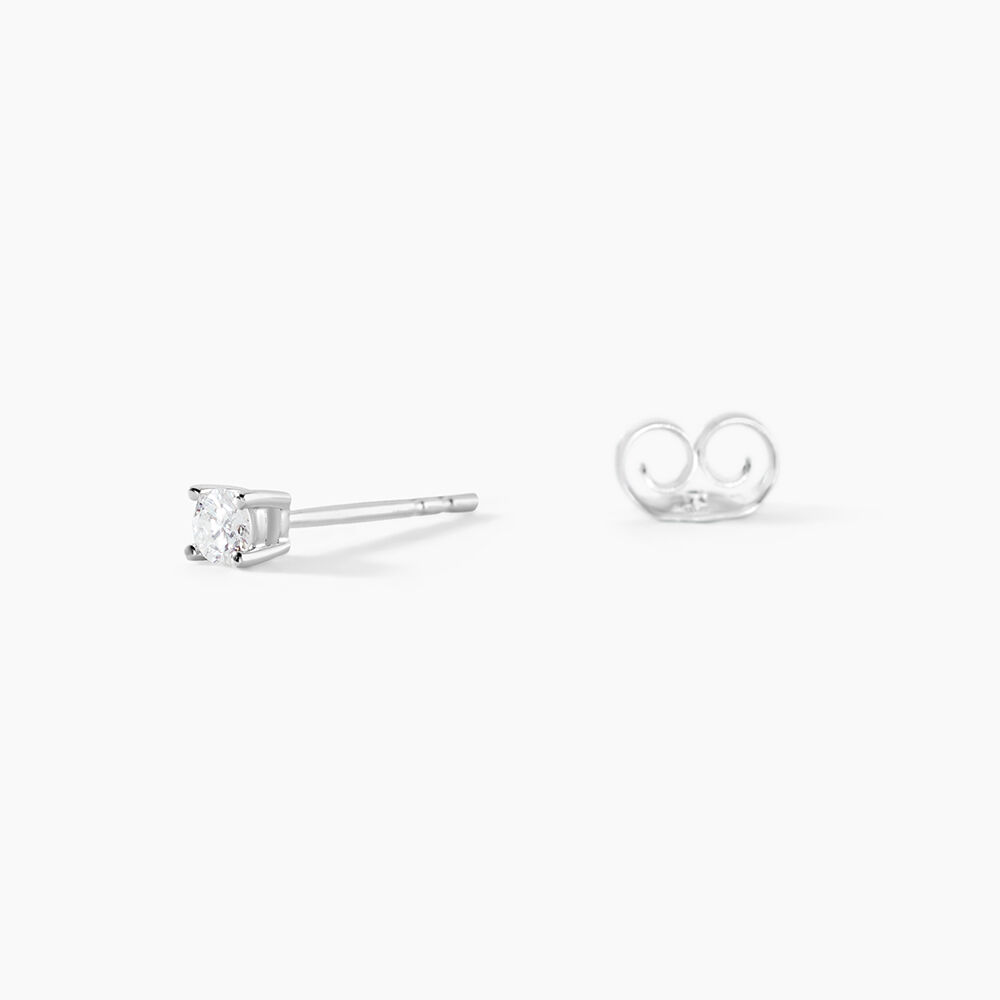 Boucle D'oreille Puce Unitaire Victoria Or Blanc Diamant - Puces Famille | Marc Orian