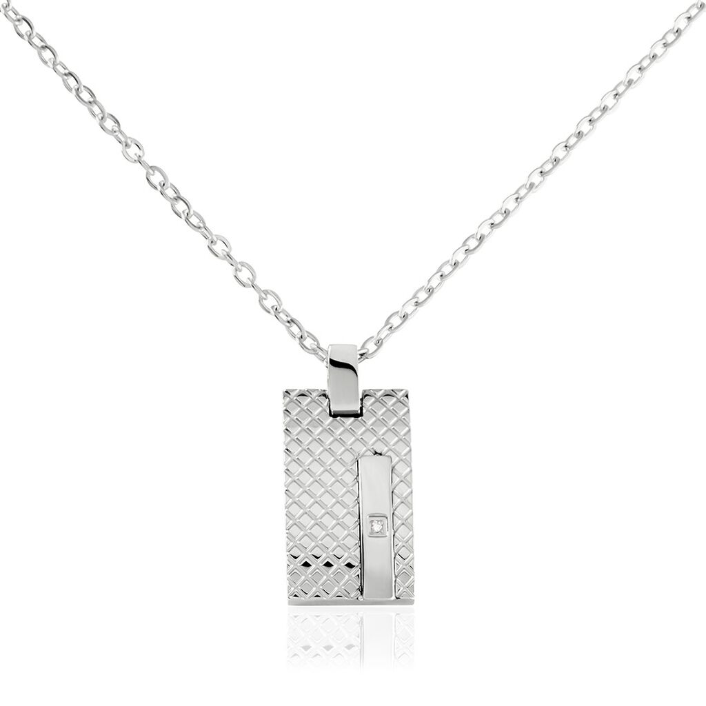 Collier Phebus Him Acier Blanc Diamant - Colliers avec pierres Homme | Marc Orian