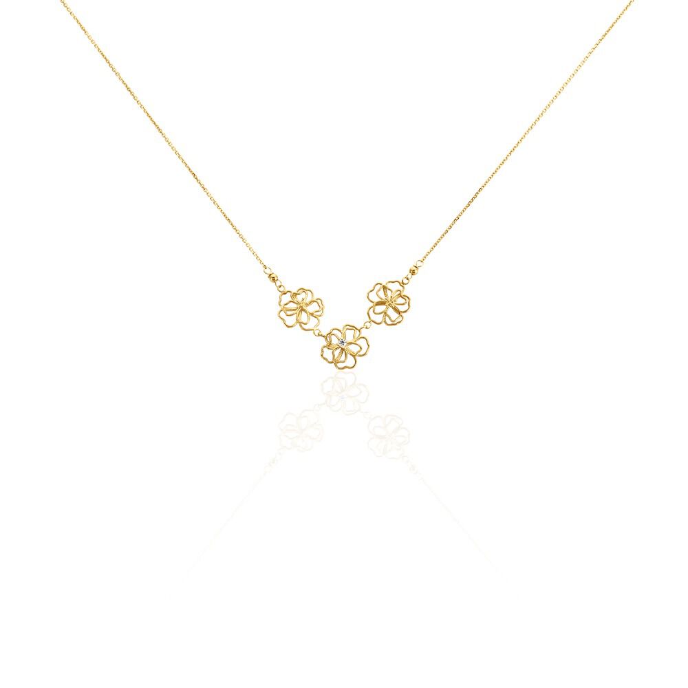 Collier Floraison Dorée Or Jaune Oxyde De Zirconium - Colliers avec pierres Femme | Marc Orian