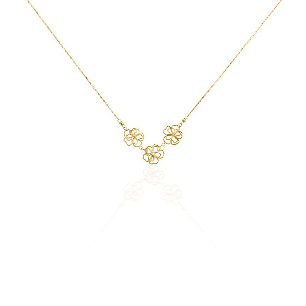 Collier Floraison Dorée Or Jaune Oxyde De Zirconium - Colliers avec pierres Femme | Marc Orian