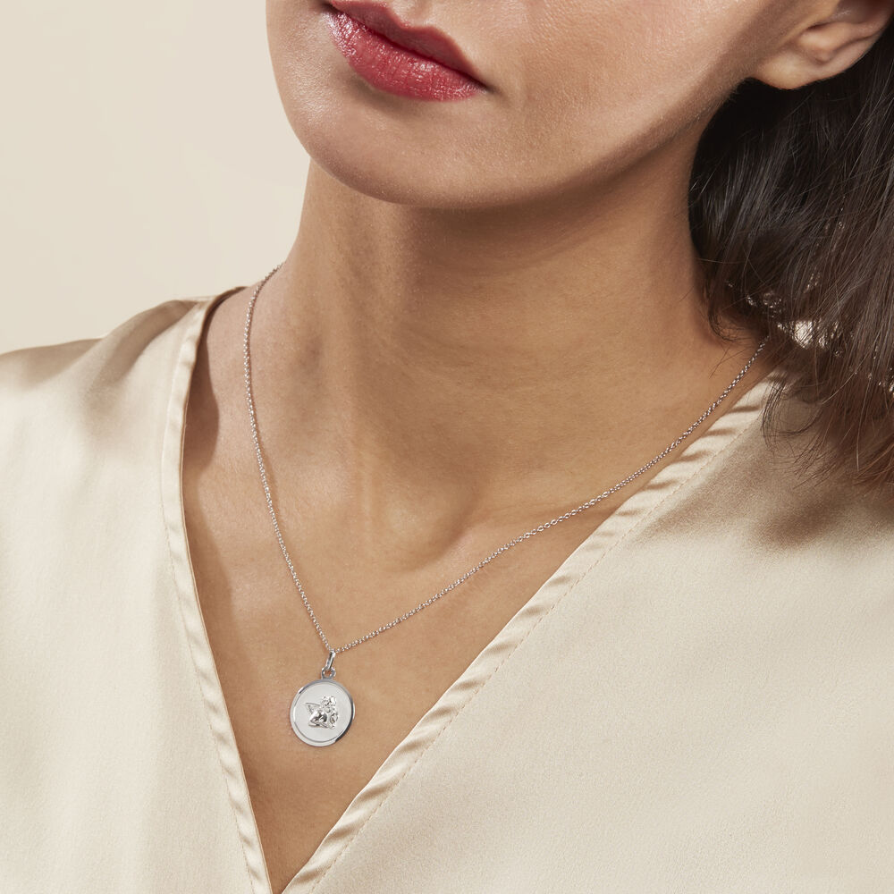 Pendentif Hannae Or Blanc - Médailles et médaillons Famille | Marc Orian