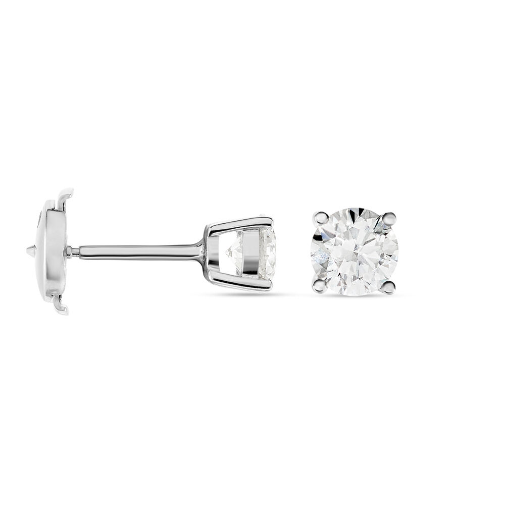 Boucles D'oreilles Puces Victoria Or Blanc Diamant - Puces Famille | Marc Orian