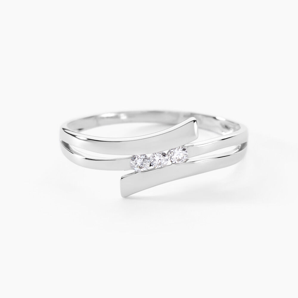 Bague Triptyque Or Blanc Diamant - Bagues fiançailles Femme | Marc Orian