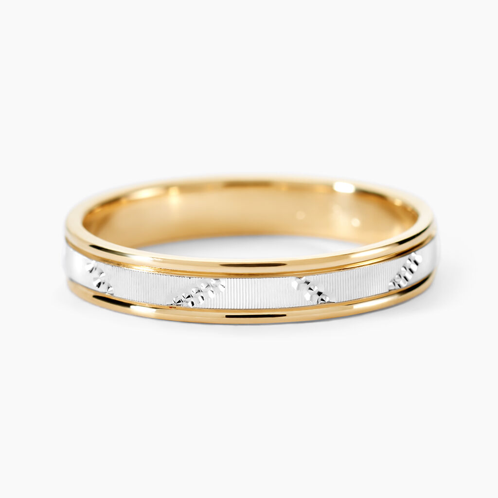 Alliance Or Bicolore Jaune / Blanc Tyssia - Alliances duo Unisex | Marc Orian