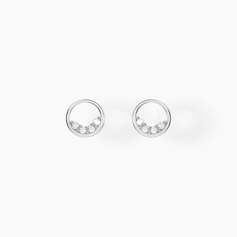 Boucles D'oreilles Puces Argent Blanc Vivence Oxydes De Zirconium - Puces Femme | Marc Orian