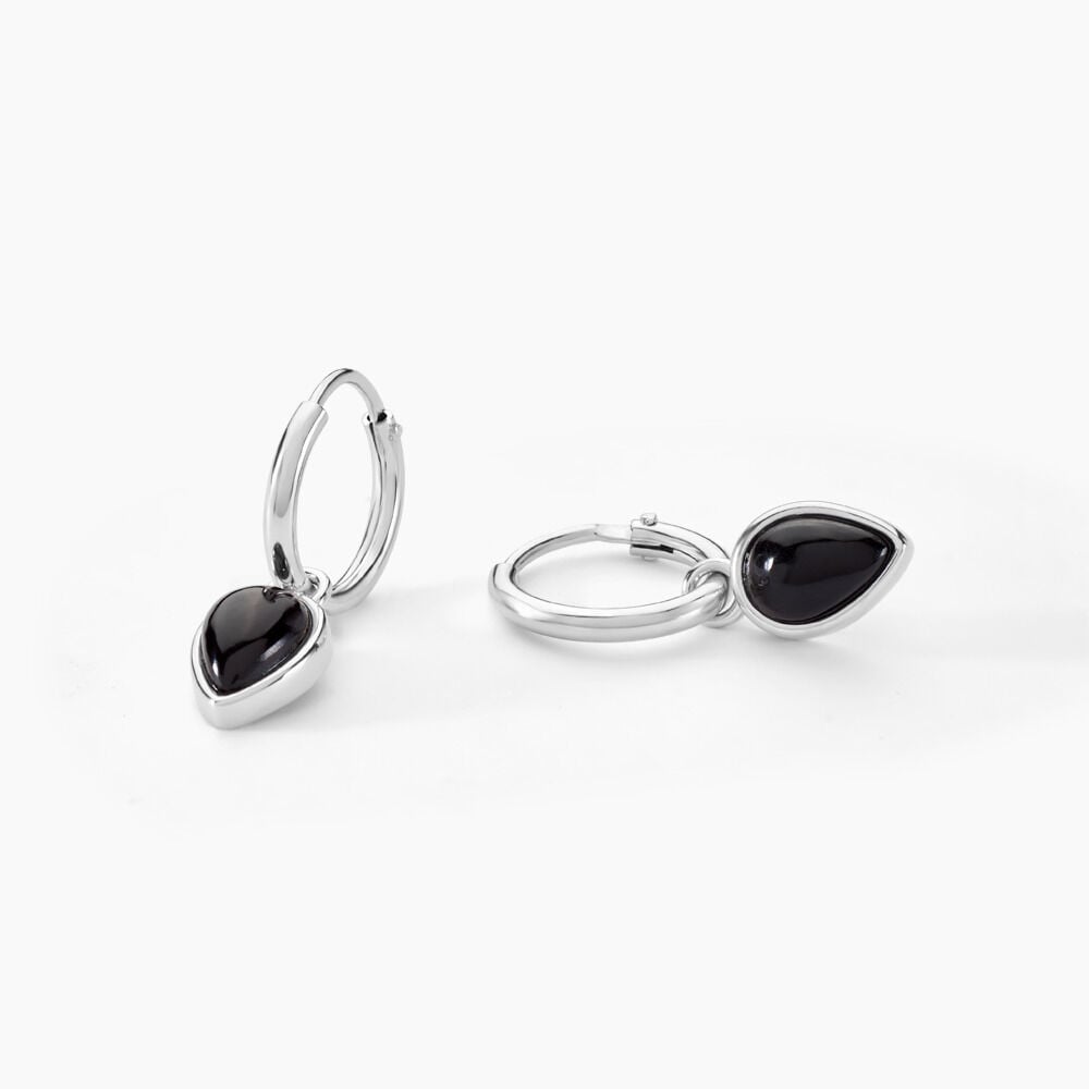 Cr&eacute;oles Mentissa Argent Blanc Agate - Cr&eacute;oles Femme | Marc Orian