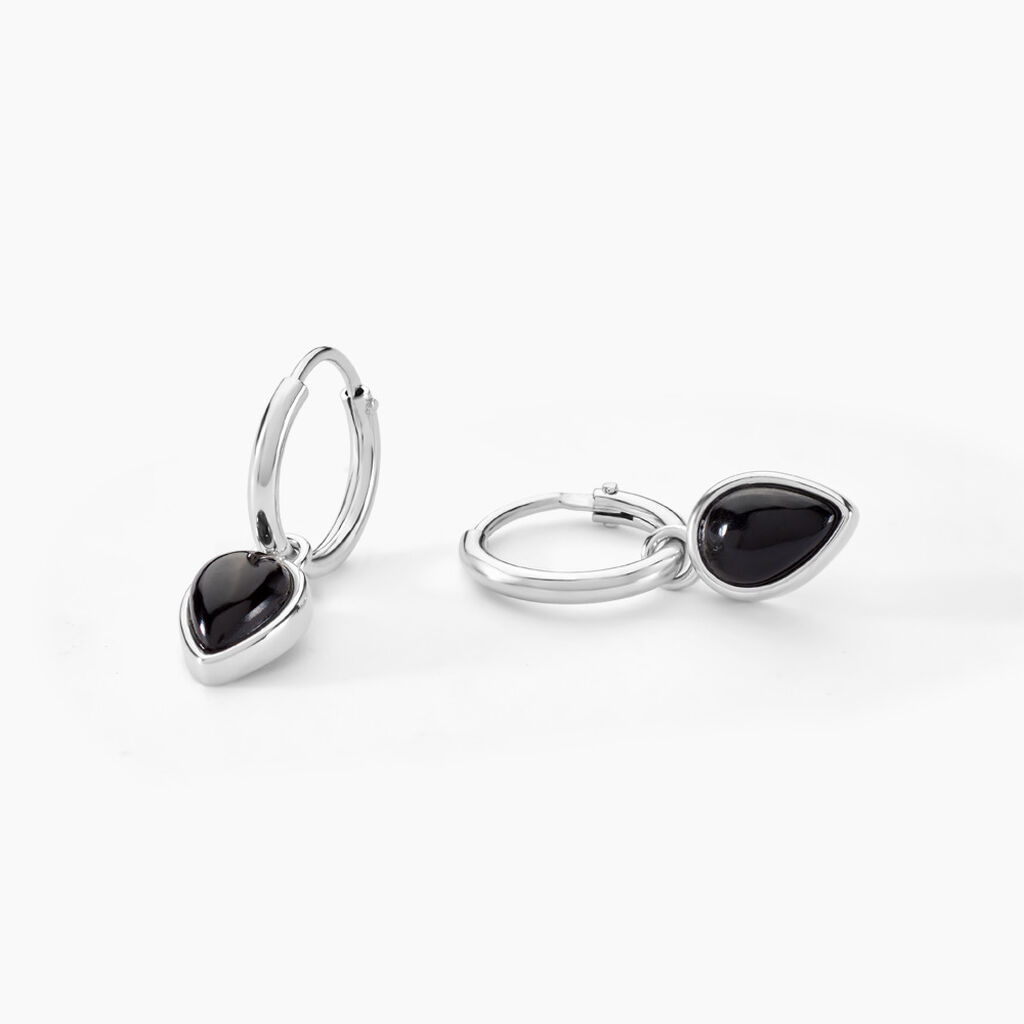 Cr&eacute;oles Mentissa Argent Blanc Agate - Cr&eacute;oles Femme | Marc Orian