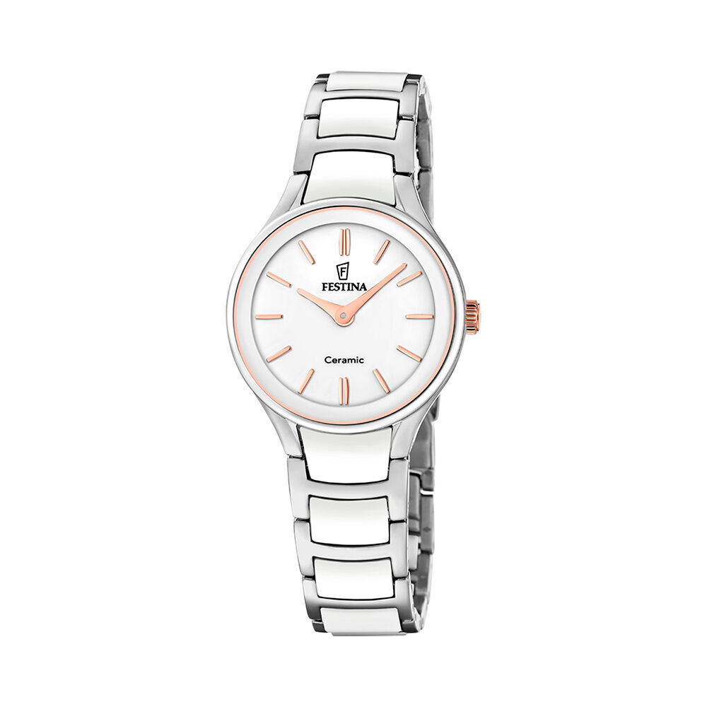 Montre Festina Ceramic Bimatiere Blanc - Montres &eacute;tanches Femme | Marc Orian