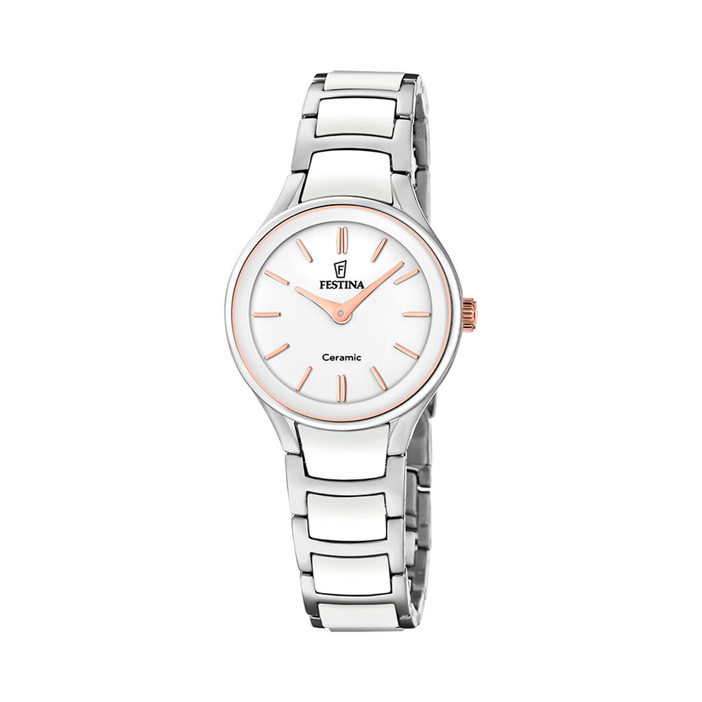 Montre Festina Ceramic Bimatiere Blanc - Montres &eacute;tanches Femme | Marc Orian