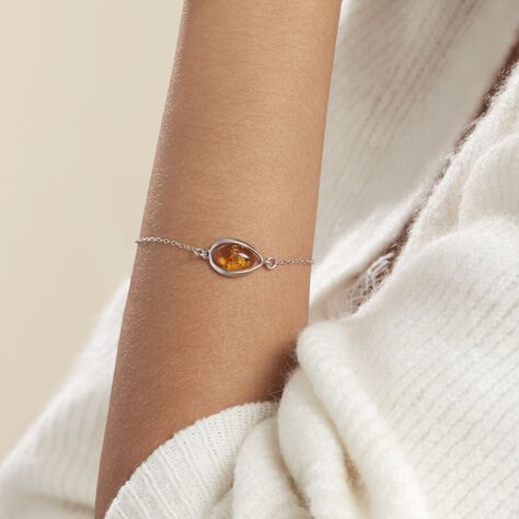 Bracelet Hilda Argent Blanc Ambre - Bracelets chaînes Femme | Marc Orian